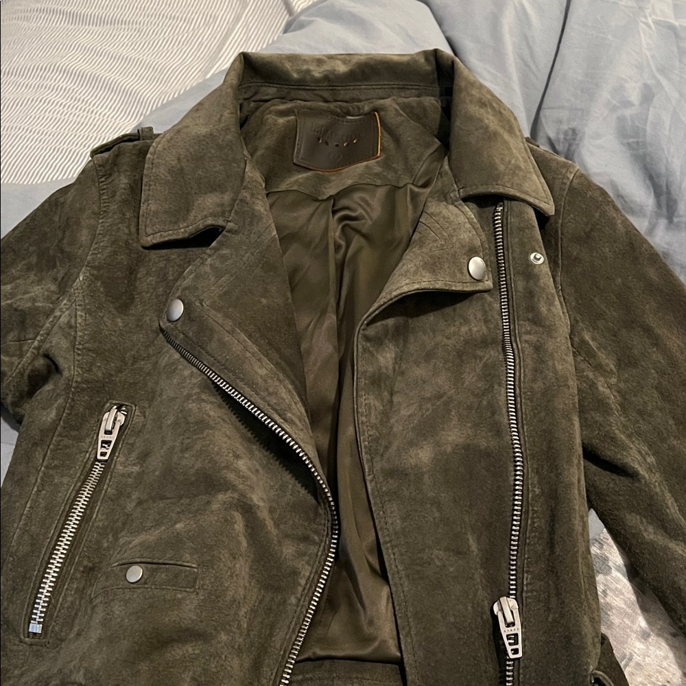 BLANKNYC Women's Olive Suede Moto Jacket